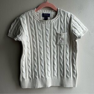 Polo by Ralph Lauren Cream Cable-Knit Short Sleeve Crewneck Sweater
